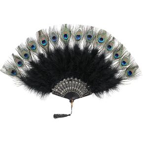 BABEYOND الطاووس Marabou ريشة مروحة - طافوا 20s خمر نمط الزعنفة الملحقات لزي حفلة شاي الهالوين in Kuwait