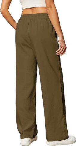 Womens Casual Pants with Adjustable Drawstring Soft Lounge Wide Leg High Waisted Pants for Summer Beach Vacation in Saudi Arabia