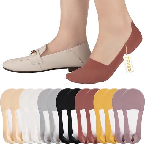 Heatuff No Show Socks Womens Low Cut Non Slip Invisible Liner Thin Silk Socks for Flats Loafers (7 Pairs) in Saudi Arabia