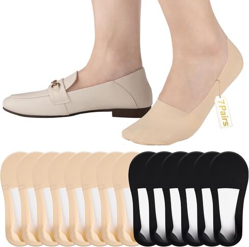Heatuff No Show Socks Womens Low Cut Non Slip Invisible Liner Thin Silk Socks for Flats Loafers (7 Pairs) in Saudi Arabia