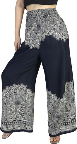 Boho Pants Palazzo Pants for Women with Pockets| Wide Leg high Waisted Flowy Pants for Women | Summer, Cruise, Vacation in Kuwait