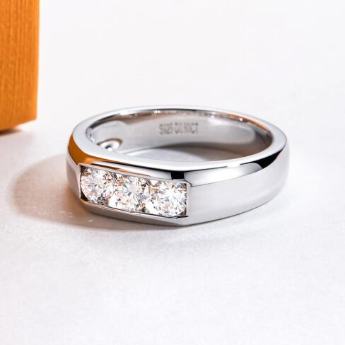 Moissanite Rings Wedding Bands for Women Men Unisex Couple D Color VVS1 Clarity 925 Sterling Silver Eternity Anniversary Band Engagement Promise Ring with Certificate in Kuwait