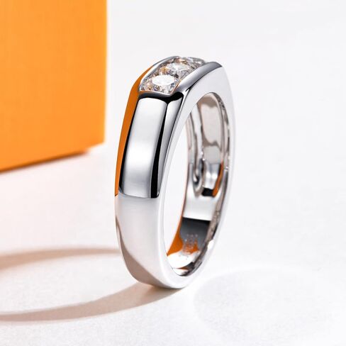 Moissanite Rings Wedding Bands for Women Men Unisex Couple D Color VVS1 Clarity 925 Sterling Silver Eternity Anniversary Band Engagement Promise Ring with Certificate in Kuwait