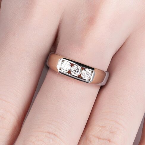 Moissanite Rings Wedding Bands for Women Men Unisex Couple D Color VVS1 Clarity 925 Sterling Silver Eternity Anniversary Band Engagement Promise Ring with Certificate in Kuwait