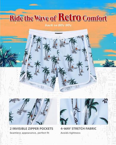 Surf Cuz Mens Swim Strunks مع ضغط بطانة 5 بوصات سروال سباحة 5 بوصة in Kuwait