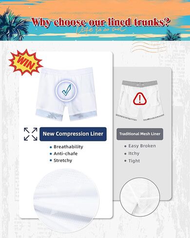 Surf Cuz Mens Swim Strunks مع ضغط بطانة 5 بوصات سروال سباحة 5 بوصة in Kuwait