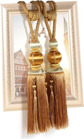 Paired Lantern Single Hanging Ball Tassels Curtains Buckle Sling Binding Lantern Tiebacks Handcrafted Braided Buckle Drapery Curtain Holdbacks Window Treatments for Home 2 Pack in Saudi Arabia