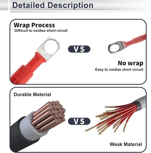 1 كمبيوتر كابل عالمي لعاكس البطارية 3/8 "LUG 2.5 قدم كابل البطارية 3 AWG GAUGE RED TINDENS in Kuwait