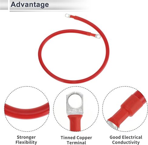 1 كمبيوتر كابل عالمي لعاكس البطارية 3/8 "LUG 2.5 قدم كابل البطارية 3 AWG GAUGE RED TINDENS in Kuwait