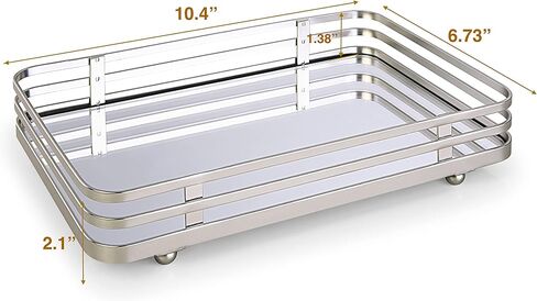 SunnyPoint Classic Decorative Vanity Perfume Dresser Jewelry Organizer Makeup Mirror Tray (Satin Nickel) in Saudi Arabia