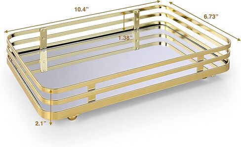 SunnyPoint Classic Decorative Vanity Perfume Dresser Jewelry Organizer Makeup Mirror Tray (Satin Nickel) in Kuwait