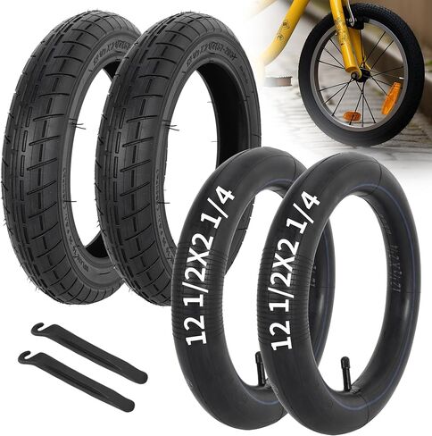 12 1/2 x 2 1/4 Bike Tire and Inner Tube, 12.5x2.25 BMX Tire Set (57-203) Compatible with Jetson Kids Bike Razor Caster Trike Bob Stroller and Many Other 12 inch Bicycle Tire and Tube (1 Set) in Kuwait