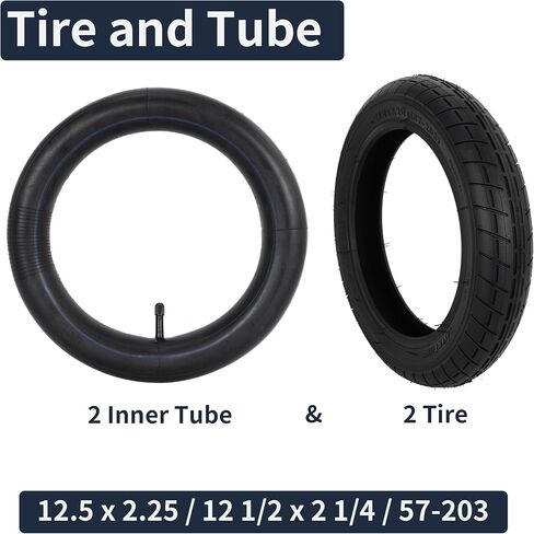 12 1/2 x 2 1/4 Bike Tire and Inner Tube, 12.5x2.25 BMX Tire Set (57-203) Compatible with Jetson Kids Bike Razor Caster Trike Bob Stroller and Many Other 12 inch Bicycle Tire and Tube (1 Set) in Kuwait