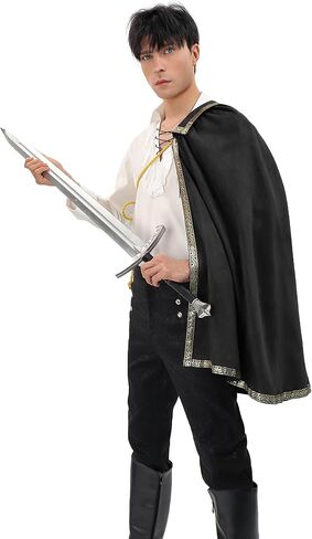 FURPHI Medieval Tudor Half Shoulder Cape Renaissance Shawl Cloak for Cavalier Ranger Halloween LARP Costume Accessories in Saudi Arabia