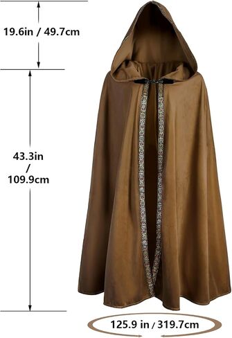 UQJE Medieval Cloak with Hood Halloween Renaissance Hooded Cape for Adult in Saudi Arabia