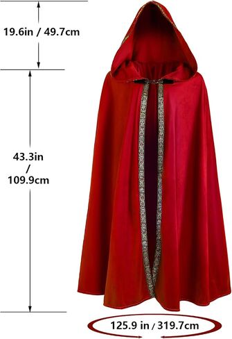 UQJE Medieval Cloak with Hood Halloween Renaissance Hooded Cape for Adult in Saudi Arabia