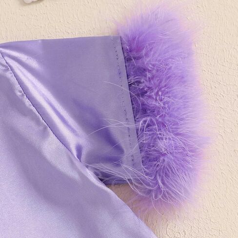 DuAnyozu Baby Girl Pjs Kids Feather Trim Short Sleeve Shirt Shorts Satin Pajama Set Bunny Spring Little Girls Clothes in Saudi Arabia