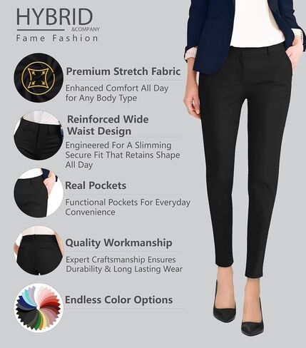 Hybrid & Company Womens Ultra Comfy Stretch Slim Fit Pants Chino مع جيب in Kuwait