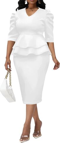 IbuduSexy Church Dresses for Women 2025 Women's Knee-Length Work Dress in Kuwait