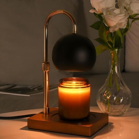 Candle Warmer Lamp - Candle Warmer with Timer Dimmable Compatible with Jar Candles, Metal Top Candle Warmer with 2 Bulbs for Candle Warmer Lamps Black Round Black in Kuwait