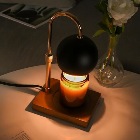 Candle Warmer Lamp - Candle Warmer with Timer Dimmable Compatible with Jar Candles, Metal Top Candle Warmer with 2 Bulbs for Candle Warmer Lamps Black Round Black in Kuwait