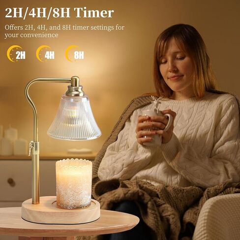 مصباح شمعة دافئ مع ارتفاع قابل للتعديل - مصباح شموع كهربائي أكثر دفئًا مع مؤقت و dimmer لارتفاع الاحترار الشمع المعطر ، ديكور المنزل وهدايا عيد ميلاد الاحترار للنساء للنساء عيد الأم in Kuwait