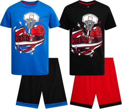 Pro Athlete Boys Shorts Set-4 قطع تي شيرت الأداء الجاف وسرون كرة السلة (4-16) in Kuwait