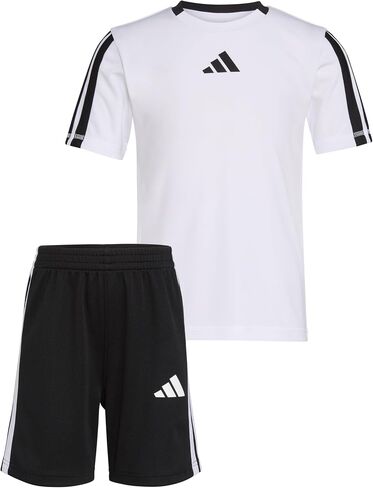 adidas boys Short Sleeve 3-stripe Soccer Tee Shirt and Short Set in Saudi Arabia