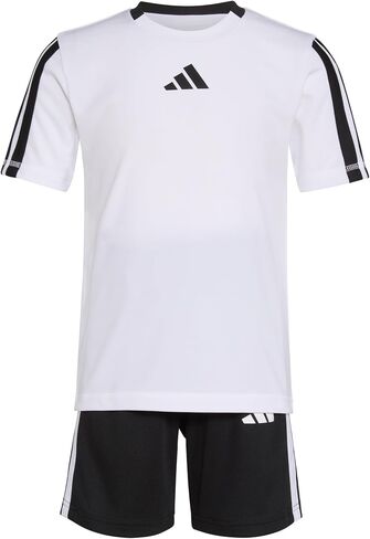 adidas boys Short Sleeve 3-stripe Soccer Tee Shirt and Short Set in Saudi Arabia
