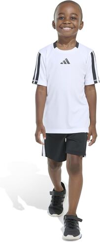 adidas boys Short Sleeve 3-stripe Soccer Tee Shirt and Short Set in Saudi Arabia