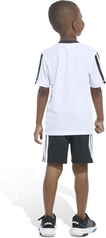 adidas boys Short Sleeve 3-stripe Soccer Tee Shirt and Short Set in Saudi Arabia