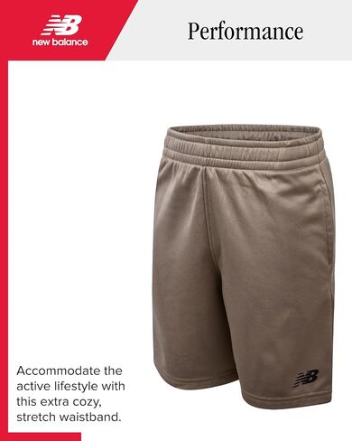 بدلة رياضية للأولاد من New Balance - كنزة صوفية صوفية مكونة من 3 قطع، شورت رياضي، تي شيرت - مجموعة شورتات رياضية للأولاد (8-12) in Saudi Arabia