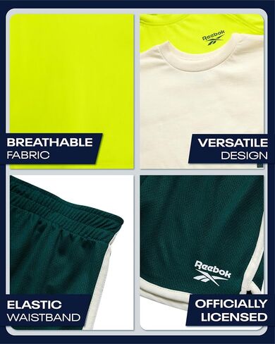 Reebok Toddler Boys Short Set - 3 Piece Summer Outfit with 2 T-Shirts & Shorts - Activewear Clothes for Toddler & Little Boys in Saudi Arabia
