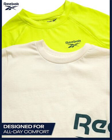 Reebok Toddler Boys Short Set - 3 Piece Summer Outfit with 2 T-Shirts & Shorts - Activewear Clothes for Toddler & Little Boys in Saudi Arabia
