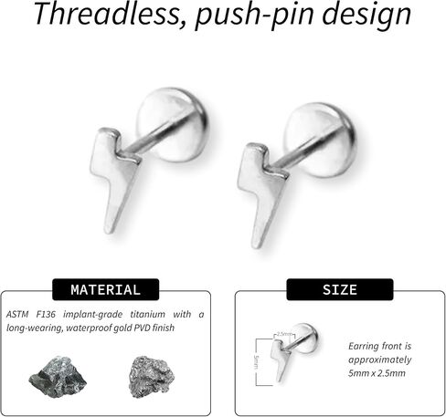 Flat Back Earrings | Hypoallergenic Stud Earrings for Women | Flatback, No-Poke Design | Implant-Grade Titanium Made | Lobe & Cartilage Earrings for Women | Gold & Silver in Saudi Arabia