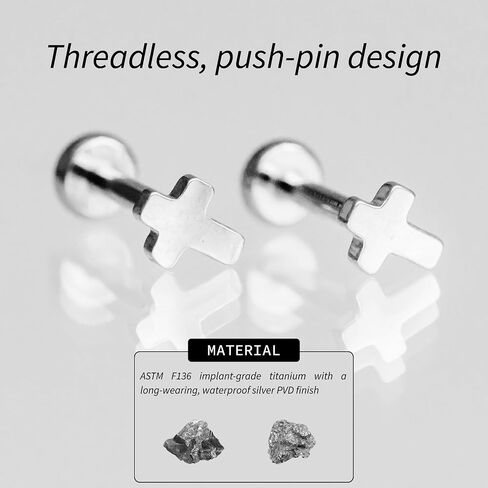 Flat Back Earrings | Hypoallergenic Stud Earrings for Women | Flatback, No-Poke Design | Implant-Grade Titanium Made | Lobe & Cartilage Earrings for Women | Gold & Silver in Saudi Arabia