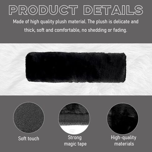 2 PCS Seat Belt Shoulder Pads, Soft Fluffy Plush Seat Belt Shoulder Strap Covers, Comfy Warm Seat Belt Strap Cover Shoulder Cushion for Adult Children, Car Accessories (Black) in Saudi Arabia