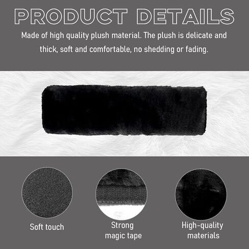 2 PCS Seat Belt Shoulder Pads, Soft Fluffy Plush Seat Belt Shoulder Strap Covers, Comfy Warm Seat Belt Strap Cover Shoulder Cushion for Adult Children, Car Accessories (Black) in Saudi Arabia