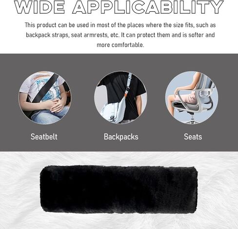 2 PCS Seat Belt Shoulder Pads, Soft Fluffy Plush Seat Belt Shoulder Strap Covers, Comfy Warm Seat Belt Strap Cover Shoulder Cushion for Adult Children, Car Accessories (Black) in Saudi Arabia