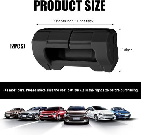2 PCS Car Seat Belt Buckle Covers, Anti-Scratch Silicone Safety Belt Clip Buckle Protector, Vehicle Interior Seatbelt Buckle Guard Protective Sleeve for Cars Vans Trucks (Black) in Kuwait