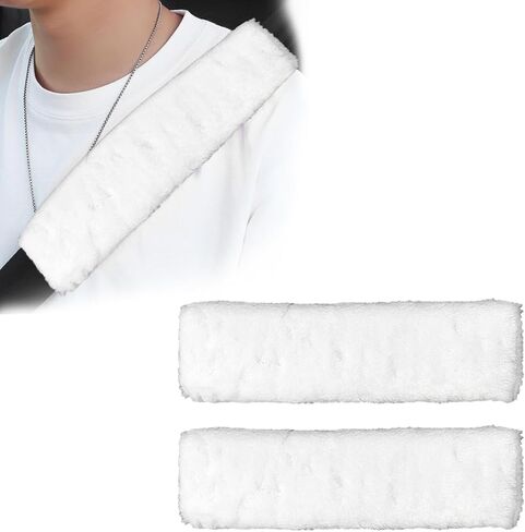 2 PCS Seat Belt Shoulder Pads, Soft Fluffy Plush Seat Belt Shoulder Strap Covers, Comfy Warm Seat Belt Strap Cover Shoulder Cushion for Adult Children, Car Accessories (Black) in Saudi Arabia