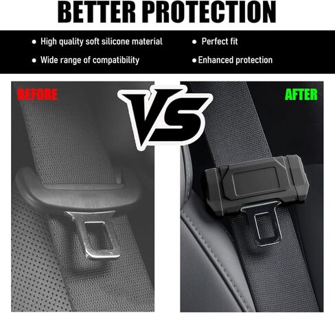 2 PCS Car Seat Belt Buckle Covers, Anti-Scratch Silicone Safety Belt Clip Buckle Protector, Vehicle Interior Seatbelt Buckle Guard Protective Sleeve for Cars Vans Trucks (Black) in Kuwait