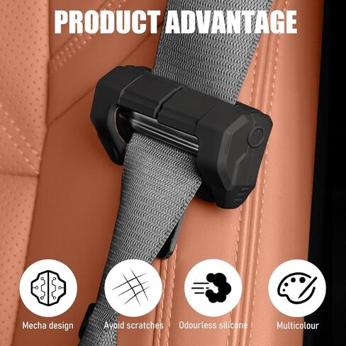 2 PCS Car Seat Belt Buckle Covers, Anti-Scratch Silicone Safety Belt Clip Buckle Protector, Vehicle Interior Seatbelt Buckle Guard Protective Sleeve for Cars Vans Trucks (Black) in Kuwait
