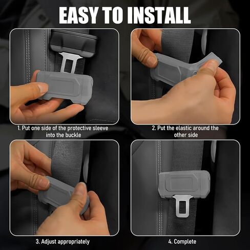 2 PCS Car Seat Belt Buckle Covers, Anti-Scratch Silicone Safety Belt Clip Buckle Protector, Vehicle Interior Seatbelt Buckle Guard Protective Sleeve for Cars Vans Trucks (Black) in Kuwait