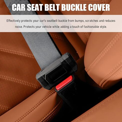 2 PCS Car Seat Belt Buckle Covers, Anti-Scratch Silicone Safety Belt Clip Buckle Protector, Vehicle Interior Seatbelt Buckle Guard Protective Sleeve for Cars Vans Trucks (Black) in Kuwait