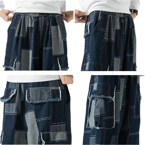 DOSLAVIDA Baggy Jeans for Men Wide Leg Hip Hop Jean Stylish Loose Fit Denim Pants Casual Streetwear Skateboard Pants in Saudi Arabia