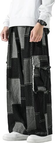 DOSLAVIDA Baggy Jeans for Men Wide Leg Hip Hop Jean Stylish Loose Fit Denim Pants Casual Streetwear Skateboard Pants in Saudi Arabia