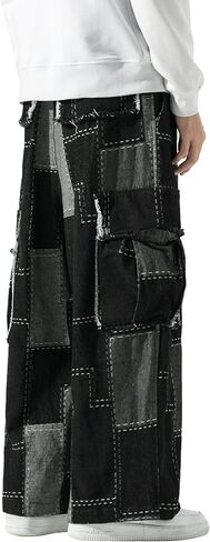 DOSLAVIDA Baggy Jeans for Men Wide Leg Hip Hop Jean Stylish Loose Fit Denim Pants Casual Streetwear Skateboard Pants in Saudi Arabia