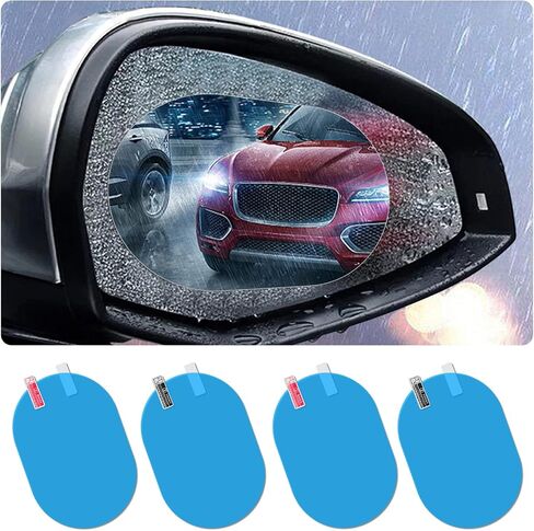 4pcs Car Rearview Mirror Film Rainproof Film ، Fog Fog Glare HD Nano Coating ، Auto View View Doaterproof Sharprate Suvs (Oval) in Kuwait