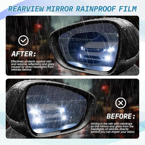 4pcs Car Rearview Mirror Film Rainproof Film ، Fog Fog Glare HD Nano Coating ، Auto View View Doaterproof Sharprate Suvs (Oval) in Kuwait